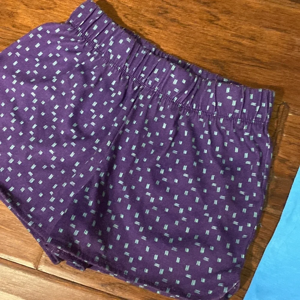 Cat & Jack pajama set shirt shorts & long pants blue purple & white floral Small